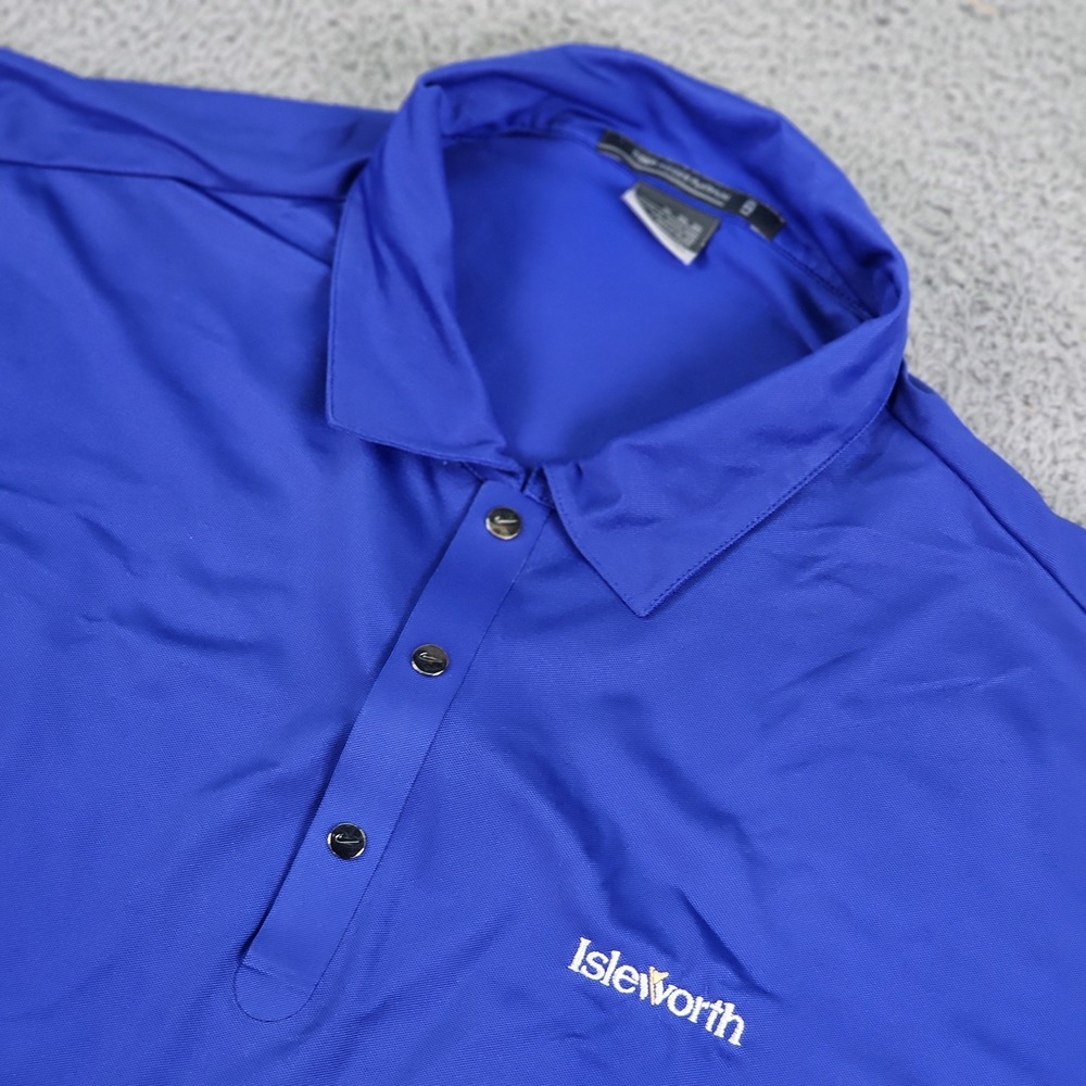 Nike Tiger Woods Platinum Isleworth Polo Shirt Mens XL Blue Golf Dri-Fit Button